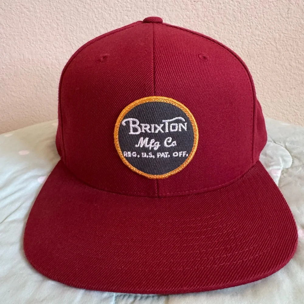 Brixton Men's Deep Red Hat with Logo Patch Snap Back